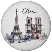 Speecheese Wahrzeichen Paris Magnet rund Eiffelturm Louvre Notre-Dame -
