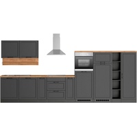 Kochstation Küche »KS-Lana«, 440 cm breit, wahlweise mit oder ohne E-Geräte, grau