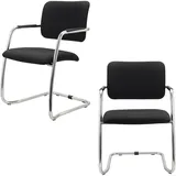 bümö Schwingstuhl mit Armlehne, Vollpolster im 2er Set - Ergonomische Freischwinger Stühle stapelbar, Stuhl für Besprechung & Konferenzraum