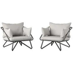 Garten Sessel Set in modernem Design Vierfußgestell aus Metall (2er Set)