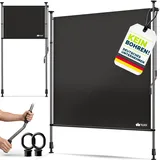tillvex® Klemmmarkise Senkrechtmarkise mit Handkurbel ohne Bohren | Sichtschutz Ausziehbar & Blickdicht | Vertikalmarkise Balkon Terrasse Garten | Sichtschutzrollo Wetterfest (Schwarz, 200x310 cm)