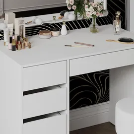 Vicco Schminktisch Thalia Weiß Hochglanz 100 cm mit LED-Beleuchtung und Hocker