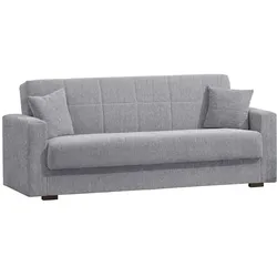 Dmora Schlafsofa Pinto, Lineares 3-Sitzer-Containersofa, Wohnzimmersofa aus gepolstertem Stoff mit Klick-Klack-Öffnung, 212x80h87 cm, Grau