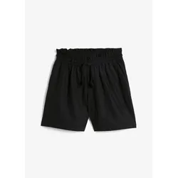 bonprix Leinen-Paperbag-Shorts, schwarz, 48, Leinen,Viskose