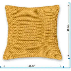wometo Kissenbezug Strick 45x45 gelb senfgelb - Reißverschluss Dekokissen Sofakissen warme weiche Kissenhülle mit edlem und schlichtem Strickmuster