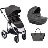 KIKKABOO Kinderwagen Thea 2 in 1 Babywanne, Wickeltasche, Fußabdeckung, Korb dunkelgrau