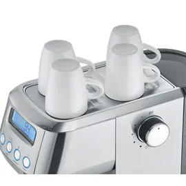 CASO Design EspressoGourmet Crema Siebträgermaschine silberfarben mit Milchaufschäumer