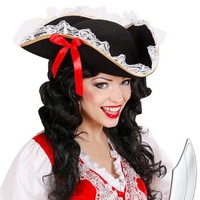 Piratenhut für Damen Piratenbraut Dreispitz Kopfbedeckung Piratin Kostüm Zubehör