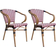 SIT Möbel Armlehnstuhl 2er-Set Rattan-Optik beige-rot Aluminium natur wetterfest | B 56 x 56 x 83 cm 02472-25
