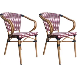 SIT Möbel Armlehnstuhl 2er-Set Rattan-Optik beige-rot Aluminium natur wetterfest | B 56 x 56 x 83 cm 02472-25