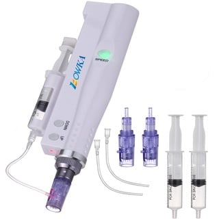 BOWKA Elektrischer Derma Pen Microneedling Pen kabellos wiederaufladbar inkl. 10 Sets Zubehör verstellbar von 0,25 mm bis 2,0 mm (AA-DMR-PEN)