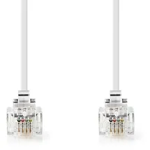 Nedis Telefonkabel | RJ11 Stecker | RJ11 Stecker | 10.0 m | Kabeldesign: Flach | Vergoldet | Kabeltyp: RJ11 | Weiss