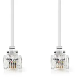 Nedis Telefonkabel | RJ11 Stecker | RJ11 Stecker | 10.0 m | Kabeldesign: Flach | Vergoldet | Kabeltyp: RJ11 | Weiss
