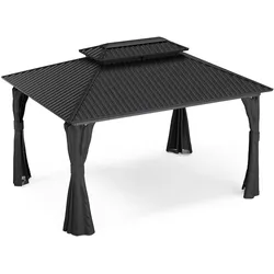 Blumfeldt ShadeFortress Pavillon 4x3 m verzinktes Stahldach schützt vor Sonne, Regen und Wind Schwarz