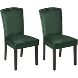 Beliani Esszimmerstuhl 2er Set PISECO Samtstoff Dunkelgrün