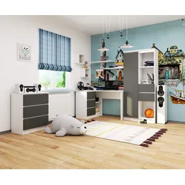 akord furniture factory AKORD B16 links Weiß mit Front Graphitgrau B124 x H77 x T85 cm
