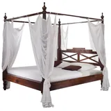 Massivmoebel24 Himmelbett Akazie 140x200x224 nougat lackiert