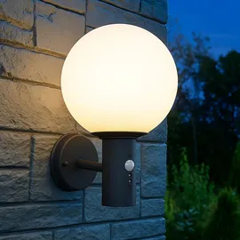 GLOBO Wandleuchte anthrazit, Glas, weiß, Edelstahl 1x E27, Dxh 25x37 cm