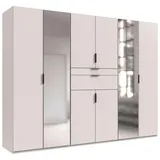 WIMEX Drehtürenschrank »Moldau. Lieferung bis in Deine Etage«, Kleiderschrank mit Spiegel, 2 Schubladen in 2 Breiten schwarze Griffe, Weiß,