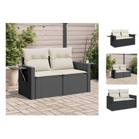 vidaXL Gartenbank Gartensofa mit Kissen 2-Sitzer Schwarz Polyrattan schwarz