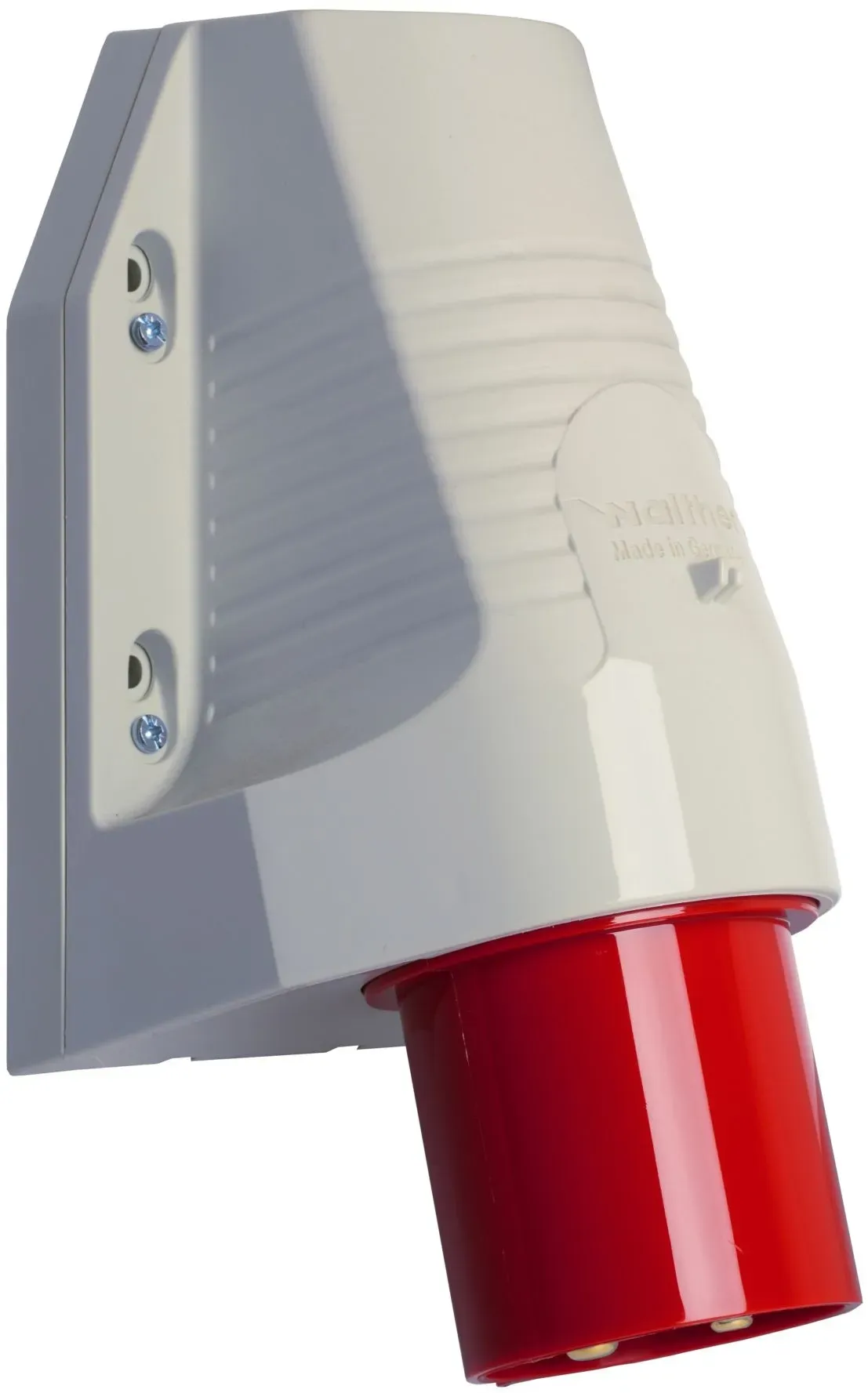 Walther Electric 660406 Wandgerätestecker zur Außenbefestigung, 63A, 4P, 6h mit einer Kabeleinführung oben