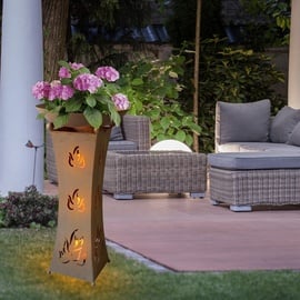 Garden Pleasure Pflanzschale Ø 47,5 x 93,5 cm antik-rost mit LED Beleuchtung