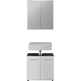 trendteam Waschbeckenunterschrank 60 x 182 x 31 cm Weiß Hochglanz/Grau