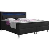 MID.YOU Boxspringbett mit Topper - Schwarz - 180x115x210 cm