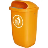BRB-Lagertechnik BRB Abfallbehälter für den Außenbereich, 50 Liter, nach DIN 30713, Farbe: orange
