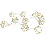 levandeo 10er Lichterkette LED Metall Gold Diamant Licht Beleuchtung Deko