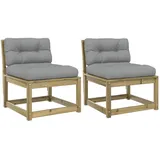 vidaXL Gartensofas mit Kissen 2 Stk. Kiefernholz Imprägniert 0 x 0 x 0 cm braun
