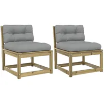vidaXL Gartensofas mit Kissen 2 Stk. Kiefernholz Imprägniert 0 x 0 x 0 cm braun