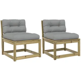 vidaXL Gartensofas mit Kissen 2 Stk. Kiefernholz Imprägniert 0 x 0 x 0 cm braun