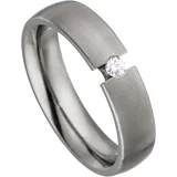 Jobo Fingerring "Ring mit Diamant 0,05 ct." Gr. 56, grau (titanfarben), Fingerringe, Damen, 56, SI = kleine Einschlüsse, Diamanten Titan, Diamanten, Titan, Fingerring, Titan