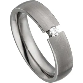 Jobo Fingerring "Ring mit Diamant 0,05 ct." Gr. 56, grau (titanfarben), Fingerringe, Damen, 56, SI = kleine Einschlüsse, Diamanten Titan, Diamanten, Titan, Fingerring, Titan