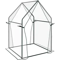 Outsunny Foliengewächshaus, Gewächshaus, Treibhaus mit Doppeltür, Pe, Transparent,