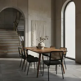 KADIMA DESIGN Esszimmertisch REPA 160 x 80 x 76 cm rustikal Massiv-Holz, - 8 Personen - Braun