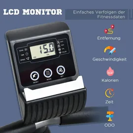Homcom Liegeergometer mit LCD-Anzeige und 8 Stufen grau