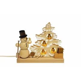 RATAGS Kleiner Tannenbaum mit Kugeln und Schneemann LED-Beleuchtung