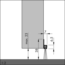 Elton Ellen Türbodendichtung IBS 39 z. schrauben Alu silber, H 38 x L 2500mm, BH 20mm