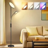 OTREN Stehlampe LED Wohnzimmer Dimmbar: RGB Stehleuchte mit Fernbedienung & Touch-Steuerung - 35W Schwarz Deckenfluter mit Leselampe für Schlafzimmer Büro