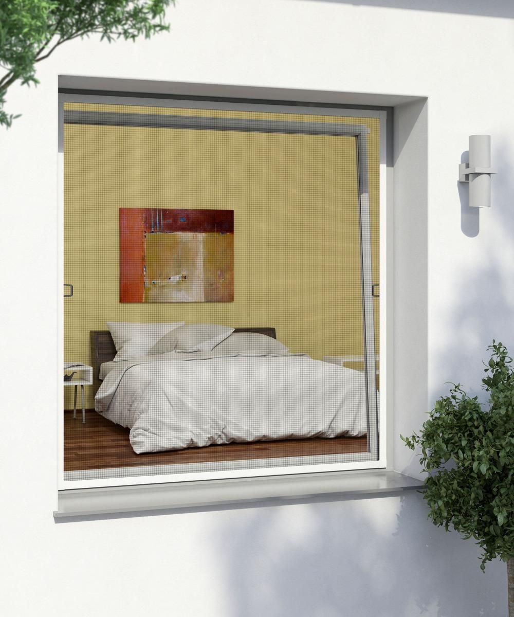Powertec Alu-Insektenschutz Fenster Rahmen 130 x 150, Weiss