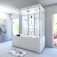 Kombination Badewanne Dusche K80-WS-TH-B-EC-SC-EA Duschtempel 180x100 cm Schlauchreinigung + Scheibenversiegelung