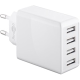 goobay 4-fach USB-Ladegerät, mehrfach USB-Ladegerät, 30W, lädt bis zu 4 Geräte gleichzeitig, weiß