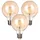 Trango LED-Leuchtmittel, 3er Pack E27003-3 LED Filament Lampe Leuchtmittel mit E27 Fassung G95, 2500 Kelvin warmweiß Gold farbig 4 Watt, 400 Lumen, Amber Vintage Lampe, LED Globe Retro Edison Glühbirne Abstrahlwinkel 360°, 3 St.
