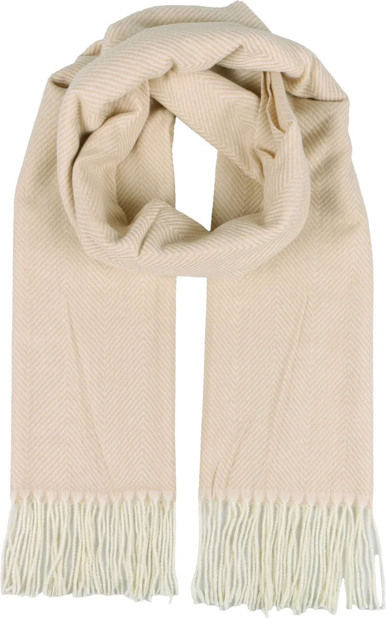 Modeschal CAPELLI NEW YORK, Damen, beige (ivory), Web, Polyester, Strukturmuster, mehrfarbig, Modetücher, Strukturmuster, Fransenkante, wärmend