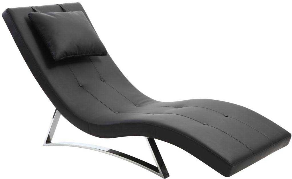 Chaise longue design noir et acier chromé  MONACO
