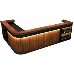 Bartisch Bar-Tresen Eckbartresen Gastronomie-Theke Restaurant-Bar Empfangstresen Braun 180cm