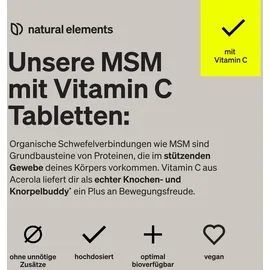 Natural Elements MSM 2000mg + Vitamin C Tabletten 365 St.