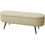 Svita Sitzbank mit Teddystoff Ottomane Sitzhocker mit Stauraum Sitztruhe Polsterbank mit Aufbewahrung Garderobenbank Moderne Sitzbank Beige